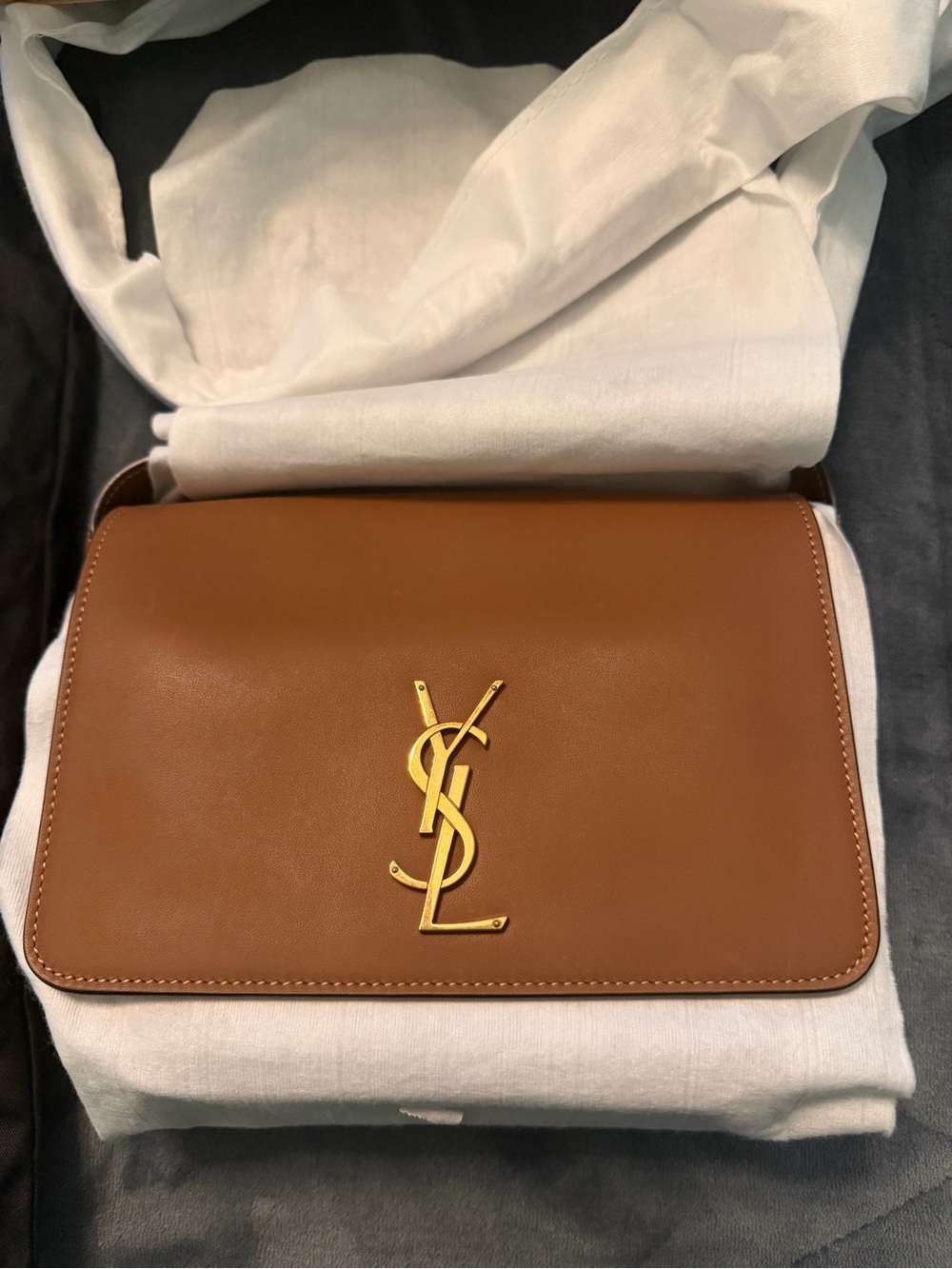 Yves Saint Laurent Brick Niki Besace Flap Shoulder Bag with Gold Hardware